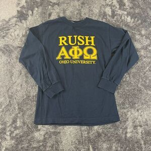 Vtg Murina Ohio University Fraternity Sorority USA Long Sleeve Shirt S Blue